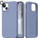 GONEZ Magnetic for iPhone 14 Case, Compatible with Magsafe, with Screen Protector + Camera Protector, Anti-Scratch Microfiber Lining, Liquid Silicone Shockproof Protective Phone Case, Lavender Gray