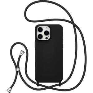 ZTOFERA for iPhone 16 Pro Case with Strap,Crossbody Phone Case with Adjustable Neck Shoulder Lanyard,Soft Silicone Shockproof Protective Phone Cover for iPhone 16 Pro 6.3 inch-Black