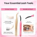 Beetles Lash Clusters Kit Dramatic Fluffy Lash Extension Kit 100 Pcs CC Curl 9-16mm False Eyelash Extension Set with 2-in-1 Bond and Seal Remover Brush Tweezers Eyelash Clusters Tempt KVT082