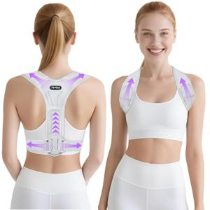 Posture Corrector for Women and Men, Upgraded Comfortable Upper Back Brace with Shoulder Pads & 3D Pad, Adjustable Back Straightener Support for Back, Shoulder and Neck (Gray-M)