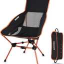 MARCHWAY Lightweight Folding High Back Camping Chair with Head Support, Stable Portable Compact for Outdoor Camp, Travel, Beach, Picnic, Festival, Hiking, Backpacking (Highback Orange)