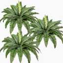 Artificial Boston Ferns Bush Plants Large, Set of 3 Large Artificial Ferns for Outdoors, 33" Faux Ferns for Home Decor Office Living Room Garden Porch