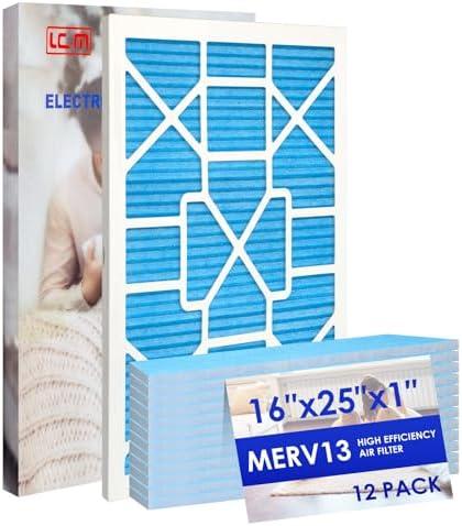 LGM 16x25x1 AC Furnace HVAC Filter Reusable Electrostatic Filters MERV 13 For Households With Pets, 12 Pack, (Precise Size 15.68" x 24.68" x 0.75")…