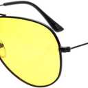 Outray Aviator Sunglasses for Men Women Night Vision Polarized Metal Frame Sunglasses for Driving-UV 400 Protection (Black Frame/Yellow Lens)