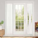 Vatge Front Door Sidelight Curtains with Magic Tape - 12x72 Door Window Covering, 50% Sunlight Blocking French Curtain, 1 Panel, W12 x L72, Pure White