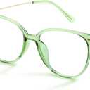 Gaoye Blue Light Blocking Glasses - Trending Round TR90 Frames, Metal Arms, UV400 Protection - Matching Soft Case (1-clear Green/Transparent Lens)