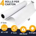 VOISEN Wide Format Paper,4 Rolls Plotter Paper 36 In x 150 Ft, CAD Bond Rolls,20lb,Bond Paper on 2" Core for CAD Printing on Wide Format Ink Jet Printers