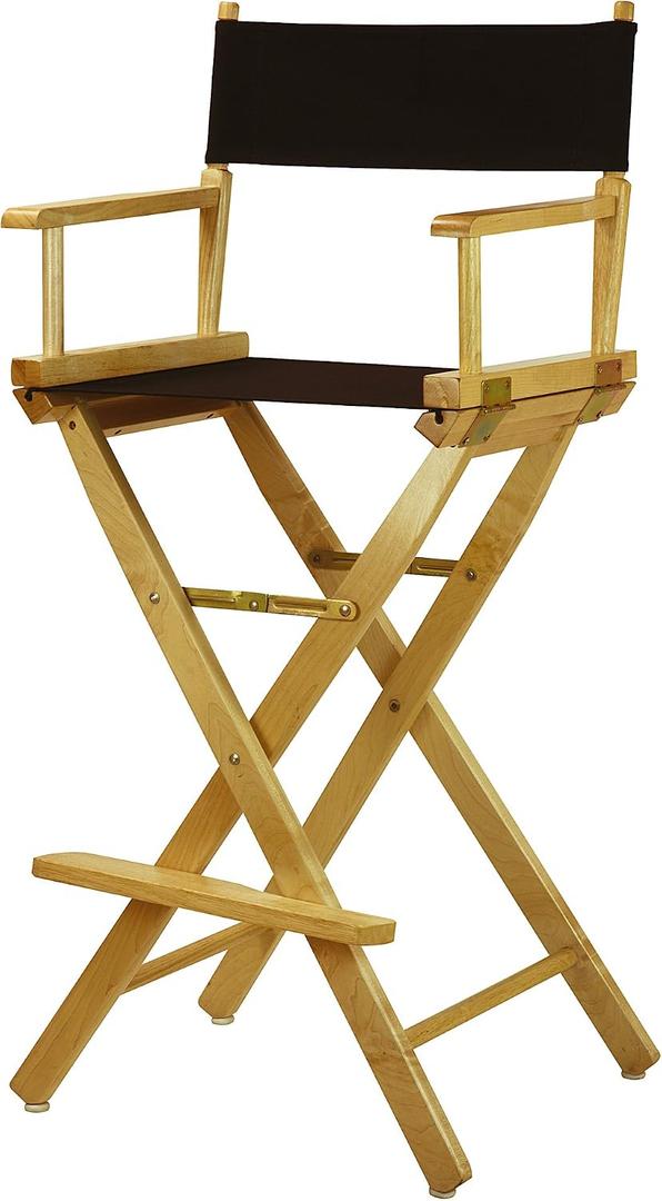 Casual Home Director's Chair ,Natural Frame/Black Canvas,30" - Bar Height, 30 in