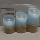 Ocean Blue Flameless Candles, Nautical Themed Led Pillar Candles with Remote & Timer, Decorative Flickering Candles for Gifts, Party, Wedding, Home Decorations - Set of 3