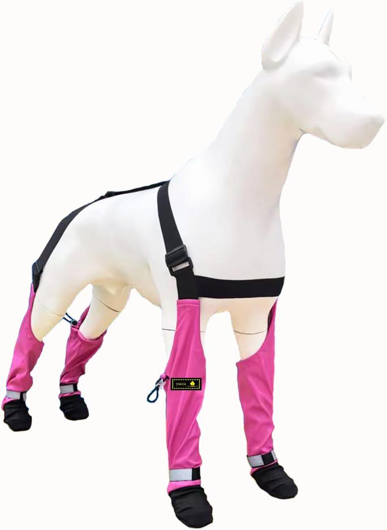 yucca Rubber Dog Boots for Paws, Easy-On Pet Suspender Boot Leggings, Anti Slip Dog Socks, Reusable Waterproof Dogs Booties, Protect Paws from Rain, Snow, Slush, and Snow Melt (XL)