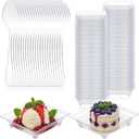 400 Pack Mini Dessert Plates with Tasting Spoons, 2.4'' Small Clear Dessert Plates for Appetizer Reusable Mini Square Plastic Appetizer Plates Set for Dessert Sauce Snack Cake Ice Cream Fruit