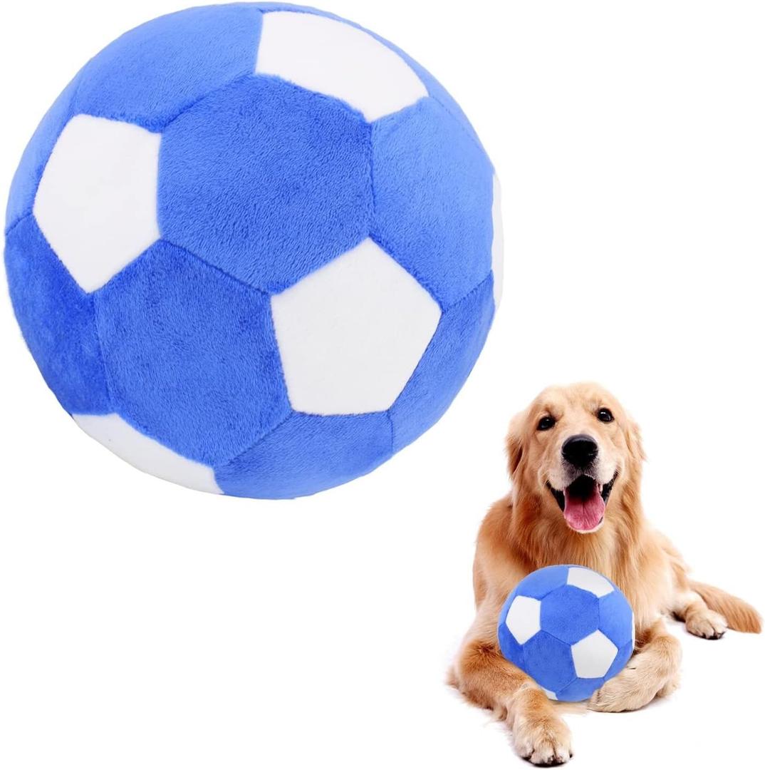 Interactive Dog Toys Soccer BallPlush Squeaky Dog Toys BallDog Puzzle Toys Football Indoor Outdoor Jolly Ball for Dogs,Dog Balls for Medium and Large Dogs Toys Diameter 7.1in/18cm