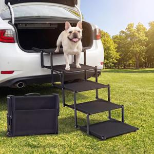 Cozila Foldable Dog Stairs for Car, SUV & Truck, 5-Step Pet Ramp with Non-Slip Surface, Portable and Lightweight Dog Steps for High Bed, Supports Up to 150 Lbs