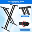 Height Adjustable Keyboard Stand With Quick Release Mechanism - Double X Foldable Heavy Duty Instrument Stand With Locking Straps for 54-61-88 Key Electronic Pianos