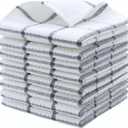Cotton Grid Dish Cloths, Terry Cleaning Rags, 12 x 12 Inches, Light and Soft, Quick Drying Dish Rags, 8pc/Set (Grey)