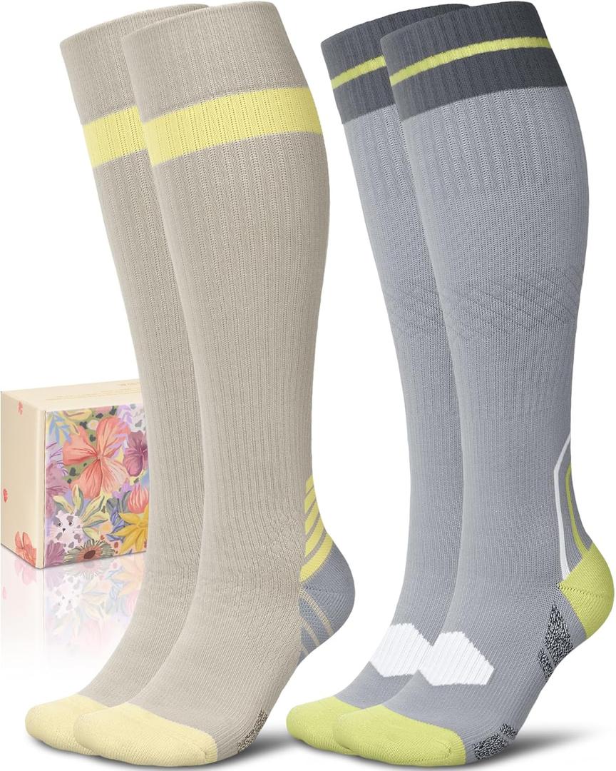 CTHH Cotton Compression Socks for Women 15-20mmHg Cute Knee High Socks Support for Running, Travel, Nurse, Pregnancy, Size: Small-Medium