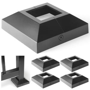 4 pcs 2"x2" Aluminum Deck Post Base Cover, for Deck railings, Stairs, Patios, Porches Split Deck Post Skirt (Black)