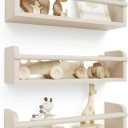 Decorative Nursery Bookshelves for Kids - Set of 3 Easy to Install Floating Shelves for Wall Mount - Beautiful Hanging Organizer Furniture for Your Baby Boy or Girl's Bedroom and Play Room Decor (Beige)