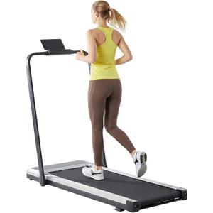 Sweetcrispy Walking Pad with Handle Bar, Folding Under Desk Treadmills with Handle, Portable Design for Home Office Workouts, Ideal for Apartments Work-from-Home Fitness, Remote Included, Silvery