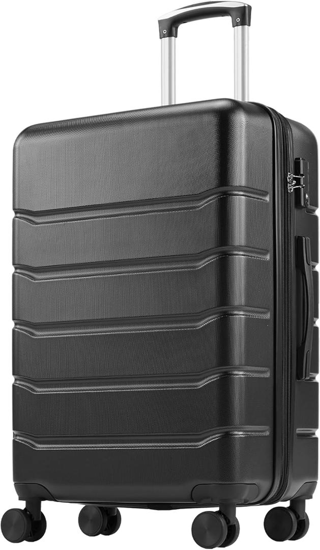 OLIXIS 28 Inch Luggage, Hardside Checked Suitcase with Spinner Wheels, Lightweight ABS Hard Shell Travel Luggage, TSA Approved Lock, Expandable Large Suitcase for Business & TravelBlack