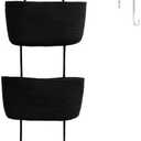 TeoKJ Over the Door Organizer, 3-Tier Woven Cotton Hanging Kitchen Baskets Storage Organizer Bag with Hooks Wall-Mounted Decorative Rope Baskets - Black