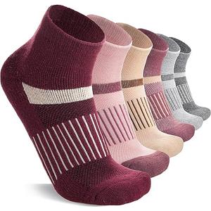 6 Pairs Merino Wool Ankle Running Hiking Socks Compression Support Breathable Thick Cushion No Show Socks for Women Men Medium