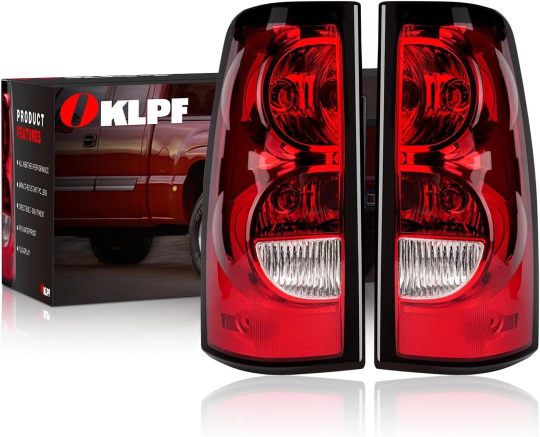 OKLPF Rear Brake Tail Light Compatible With 2003 2004 2005 2006 Chevy Silverado 1500 1500HD 2500 2500HD 3500,Replace Red Taillight Assembly,Included Bulbs and Harness,Driver and Passenger Side
