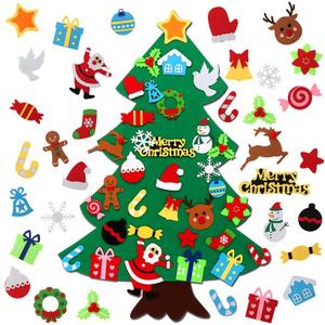 CASA CLAUSI Felt Christmas Tree for Kids Christmas Decorations Xmas Gifts Home Door Hanging Decor Party Supplies Ideas Kids DIY 3.2ft 33 Pcs