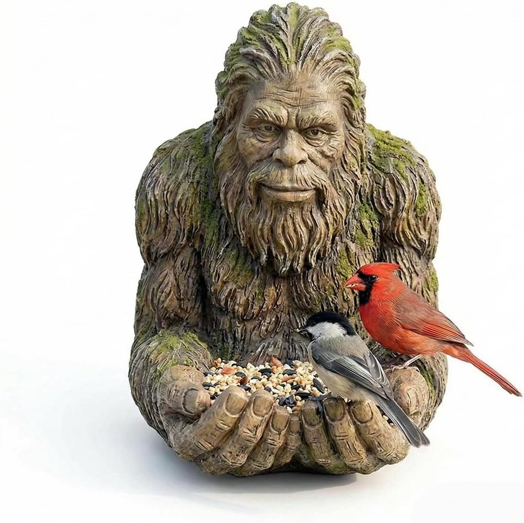 Outdoor Tree Face Bird Feeder Sculpture, Waterproof Tree-Mounted Resin Bird Feeder, Forest Guardian Style Garden Yard Art Decor for Backyard Wildlife