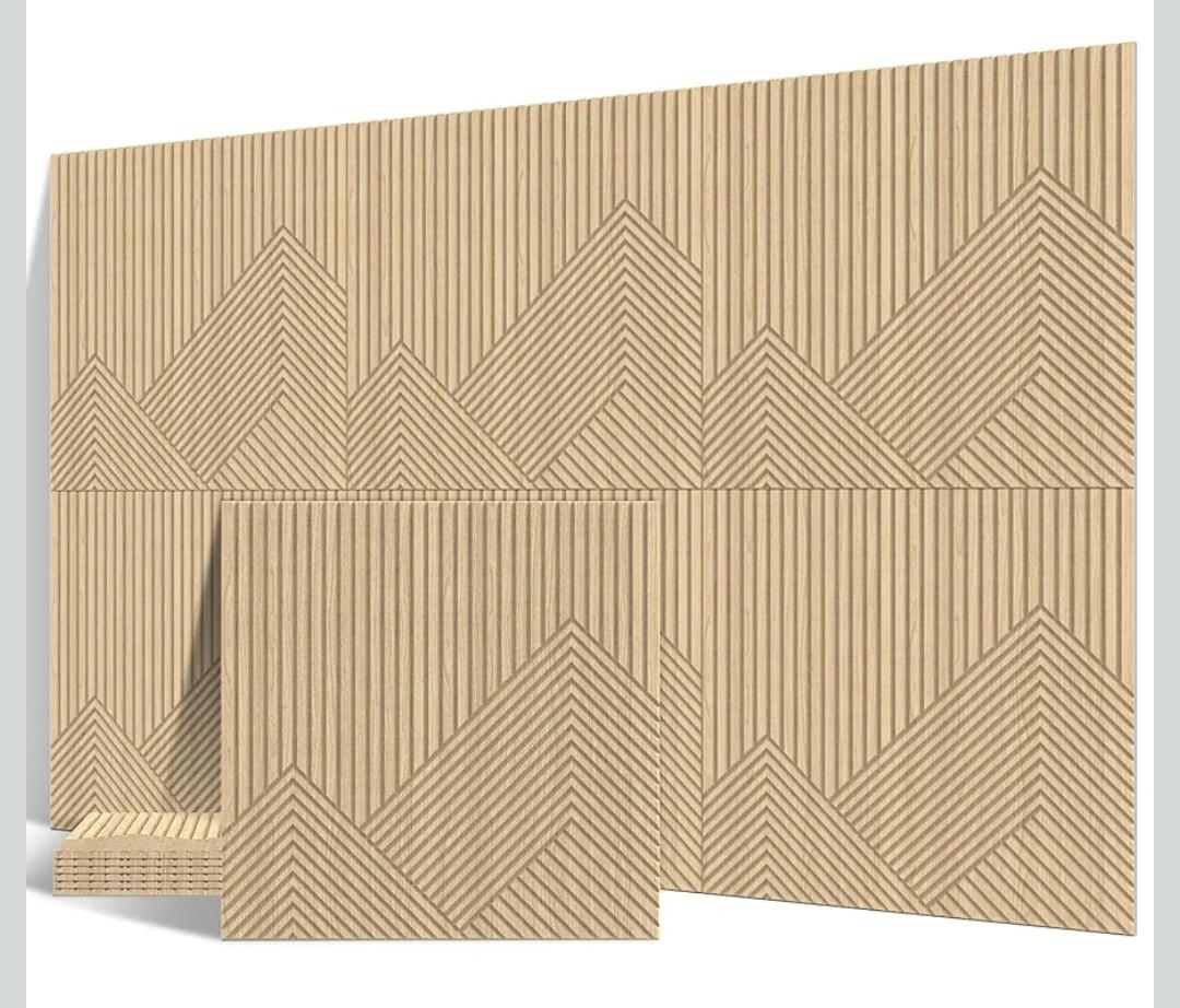 Acoustical Wall Panels, 6 PCS 23.6 X 23.6 Inches Art Acoustic Panels, Decorative Soundproof Wall Panels,Decorative Wood Grain Printing Sound Panels, Self-Adhesive Acoustic Wall Art,Timber Spiral