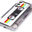 FAteamll Case for Galaxy S22 Shockproof Scratchproof with TPU Soft Bumper Retro Cassette Tape Case Compatible with Samsung Galaxy S22