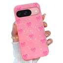 TURYXIA for Google Pixel 9 Case and Pixel 9 Pro Case Glitter, for Pixel 9/9 Pro Case Pink for Women Girls Girly Cute Ribbon Sparkly Bling Soft Phone Case, Pink Ribbon