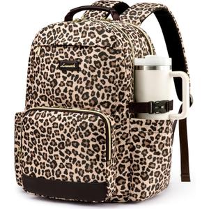 LOVEVOOK Laptop Backpack for Women with Pouch Pocket for Large Capacity Cup,17 Inch Laptop Computer Bag Travel Backpack Purse,Waterproof Work Business Backpack College Teacher Bags,Leopard print