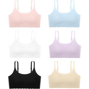 Finihen Teen Girls Seamless Training Bra No Show Sports Bra with Removable Padding Adjustable Strap Multipack.