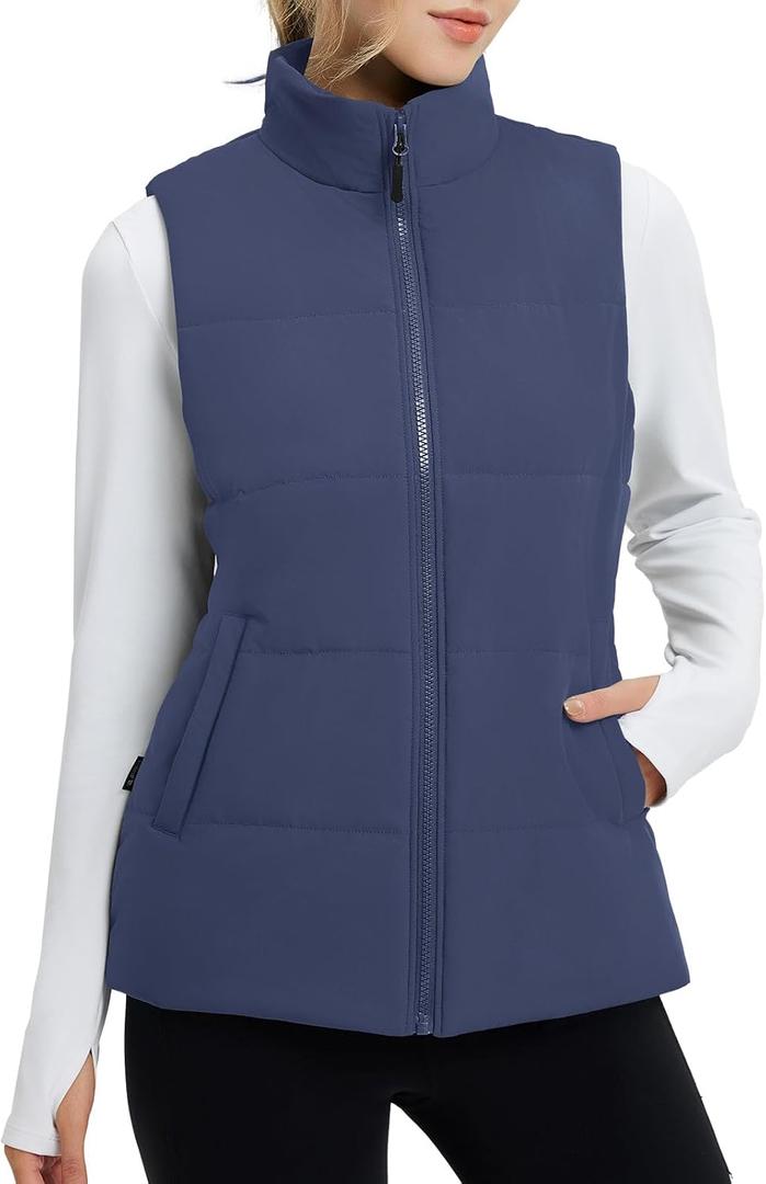 BALEAF Women's Running Puffer Vest Lightweight Winter Warm Vests Water Resistant Sleeveless Puffer Jackets (Blue, XS)