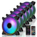 EZDIY-FAB Moonlight 120mm RGB Case Fan, 6 Pack, ARGB, Aura SYNC, Speed Control, 26.16 CFM, Desktop Compatible