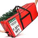 HOMEST Christmas Tree Storage Bag, Fits for 7.5-9 ft Xmas Artificials, Zippered Bag with Reinforced Carrying Handles and Wheels, Red (Bag Only)