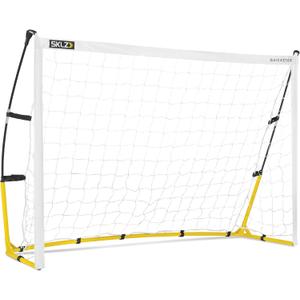 SKLZ Quickster Soccer Goal - Portable Goal for Backyard & Field - Durable Tension-Tite Frame & Heavy Gauge 2-Ply Net - Adjustable Click-Lock Poles, Metal Stakes - Carrying Case with Handle