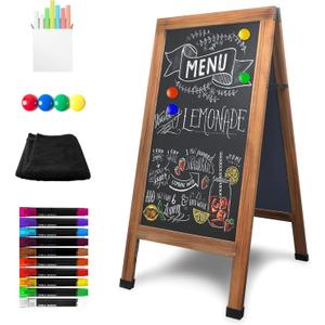 SELEAD Magnetic A-Frame Chalkboard Easel Sign - Large 40" x 20" Rustic Sandwich Chalk Board Signs Outdoor Double Sided Sidewalk Pizarra for Business, Wedding, Menu