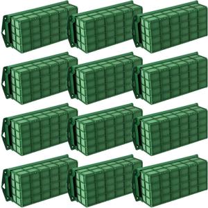Hahood 12 Packs Floral Foam Cage Rectangle Flower Cage Holders with Floral Foam Flower Arrangement Supplies for Fresh Flowers, Home Wedding Decorations, 11.8 x 4.3 x 3.1 Inches