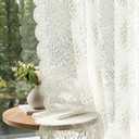 MIULEE Vintage Lace Curtains 90 Inches Long 2 Panels, Victorian Decorative Floral Scalloped Semi Sheer Curtains Light Filtering Rod Pocket Panels Decor for Bedroom Living Room, 52" W x 90" L, Ivory