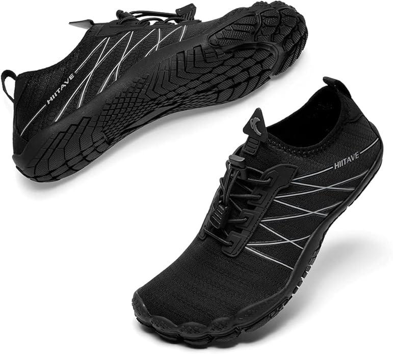 HIITAVE Water Shoes Men Breathable Swim Barefoots Aqua Socks Pool Quick-Dry Shoes for Beach Swim Surf Sports Shoes Black, Size 10 Men M US