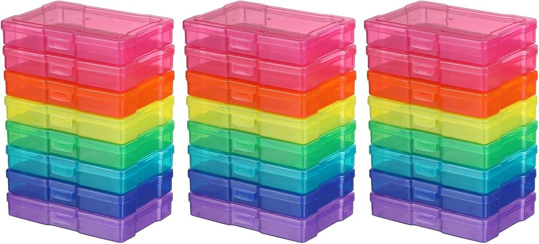 novelinks Transparent 4" x 6" Photo Storage Boxes - Photo Organizer Cases Photo Keeper Picture Storage Containers Box for Photos - 24 PACK (Multi-colored)
