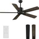 52 Inch Ceiling Fan No Light - Outdoor Indoor Flush Mount Low Profile DC Motor Fan with Remote, 5 Blades Reversible Silent Fan for Patio, Bedroom, Living Room, Garage, Brown