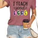 2026 Happy Easter Teacher Shirts for Women Leopard Funny Bunny Graphic Shirt Easter Tee Tops