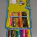 GirlZone 43-Piece Rainbow Filled Pencil Case with Supplies - Ages 7+ - Art Kit, Marker Binder & Stationery Set for Kids