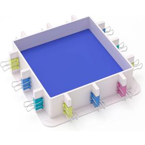 Nicpro Adjustable Molds Housing for Silicone & Resin Molds, Reusable Plastic Frame with Binder Clips & Double-Sided Tape for Soap & Candle Making