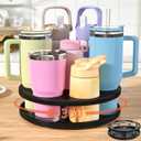Water Bottle Organizer for Stanley 40 Oz with Handle,360Rotatable for Stanley Cup Holder,Water Bottle Organizer for Various Styles14/ 20/30oz,Tumbler Cup Holder for Cabinet,Black