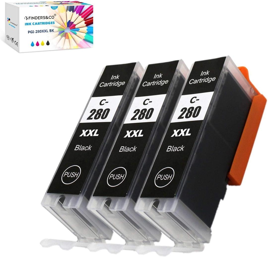 F FINDERS&CO 280 PGBK PGI-280 XXL Black Ink Tank Work with Canon PIXMA TS6320 TR7520 TS8120 TS8320 TR8520 TS9120 (3X PGI-280XXL PGBK)