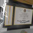 GraduationMall 11x17 Black Diploma Frame with Tassel Holder for 8.5x11 Certificate Document,Real Glass, Black over Gold Mat